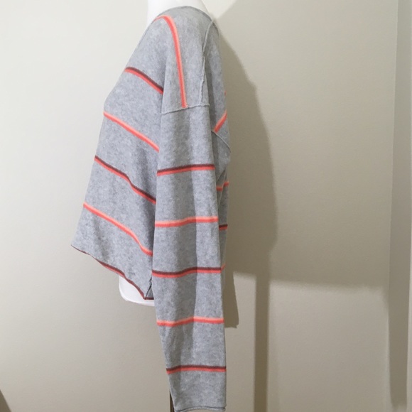 Free People Grey Stripe Sweater Medium - Picture 4 of 7